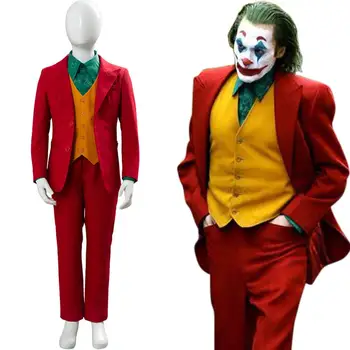 

Children Batman Joker Cosplay Costume Arthur Fleck Joker Uniform Jacket Shirt Vest Pants Red Suit Halloween Costume Kids Boys