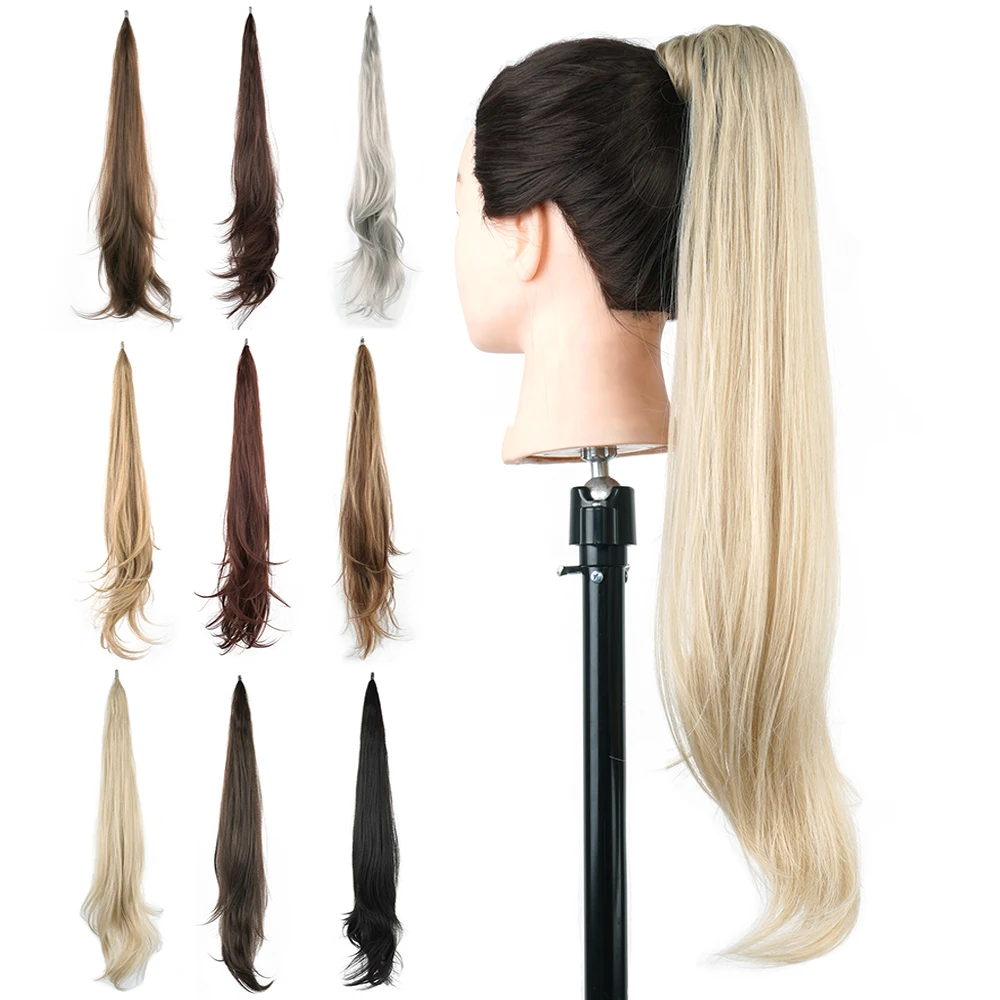 Ponytail Hair Synthetic-Hair-Extension Blonde Long-Layered Flexible Soowee