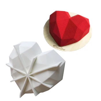 

1pc Diamond Love Heart Silicone Mould Cake Decorating Tools Love Heart Cake Mold Bakeware Form for Soap Mousse Pastry Tools