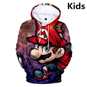 

3 To 14 Years Kids Hoodies Cartoon SuperMario 3D Printed Hoodie Sweatshirt Boys Girls Long Sleeve Jacket Coat Children Clothes