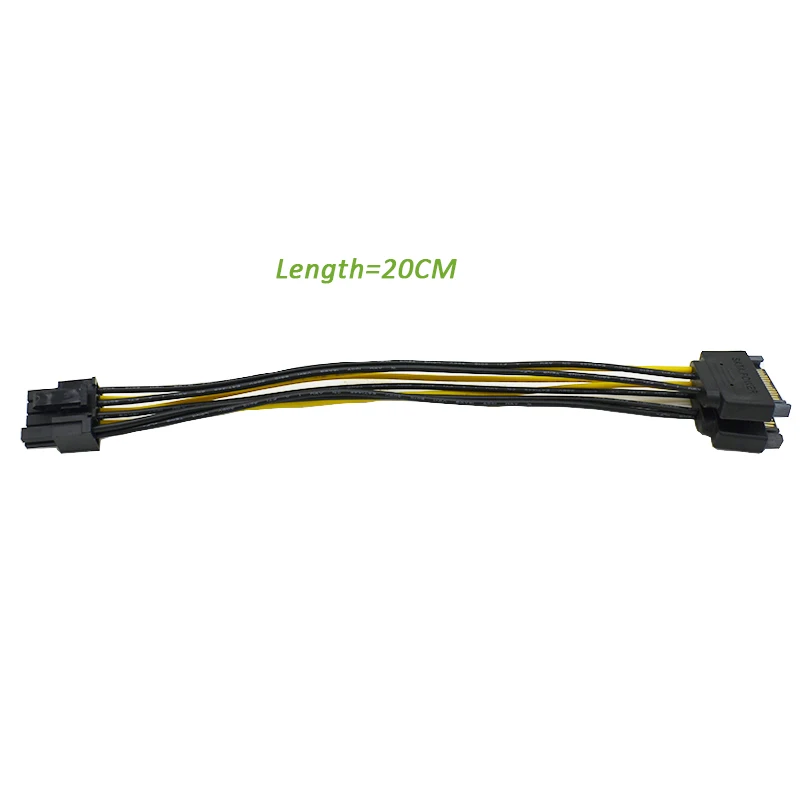 Lingable Dual SATA 15pin Male to PCI-E 8 Pin (6+2) Male Graphic Video Card Power Supply Cable 20CM for Bitcoin Miner Mining 20cm Lingable Dual SATA 15pin Male to PCI-E 8 Pin (6+2) Male Graphic Video Card Power Supply Cable 20CM for Bitcoin Miner Mining 20cm