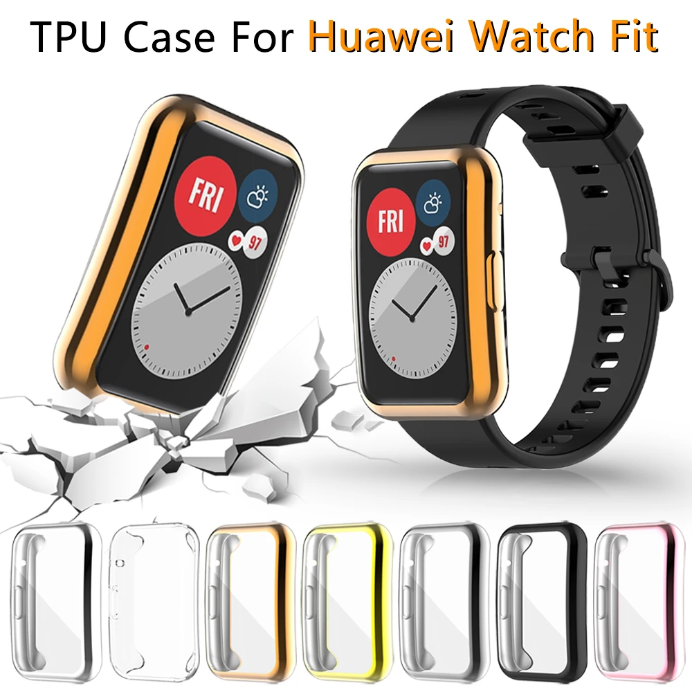 case for galaxy z flip3 Screen Protector Case for Huawei Watch Fit TIA-B09 Ultra Slim Soft TPU Smartwatch Cover for Huawei Fit Protective Bumper Shell samsung galaxy z flip3 case