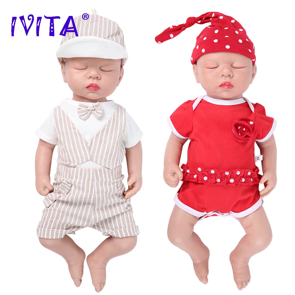 IVITA WG1507 46 см 3 2 кг закрытые глаза высокого качества силиконовые куклы Reborn Baby