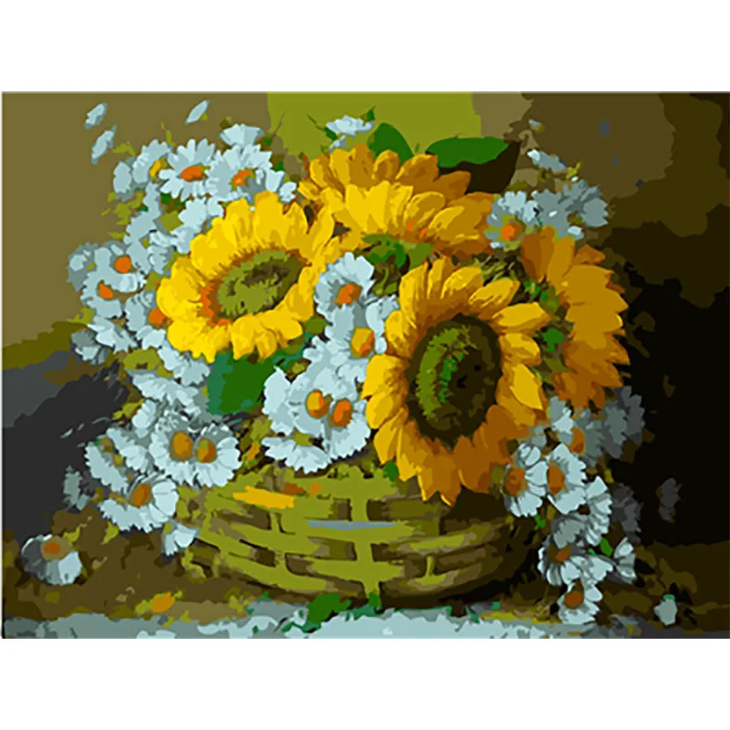 Раскраска по номерам для взрослых живопись маслом по номерам пронумерованные картины цифры художественная картина «цветок в вазе» пион