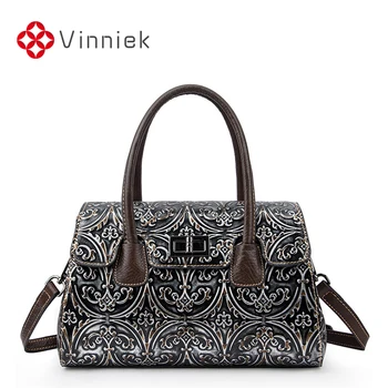 

New Leather Handbag Simple Retro Shoulder Bags Embossed Cross Body Bag for Ladies European Trend Casual Boston Female Bags