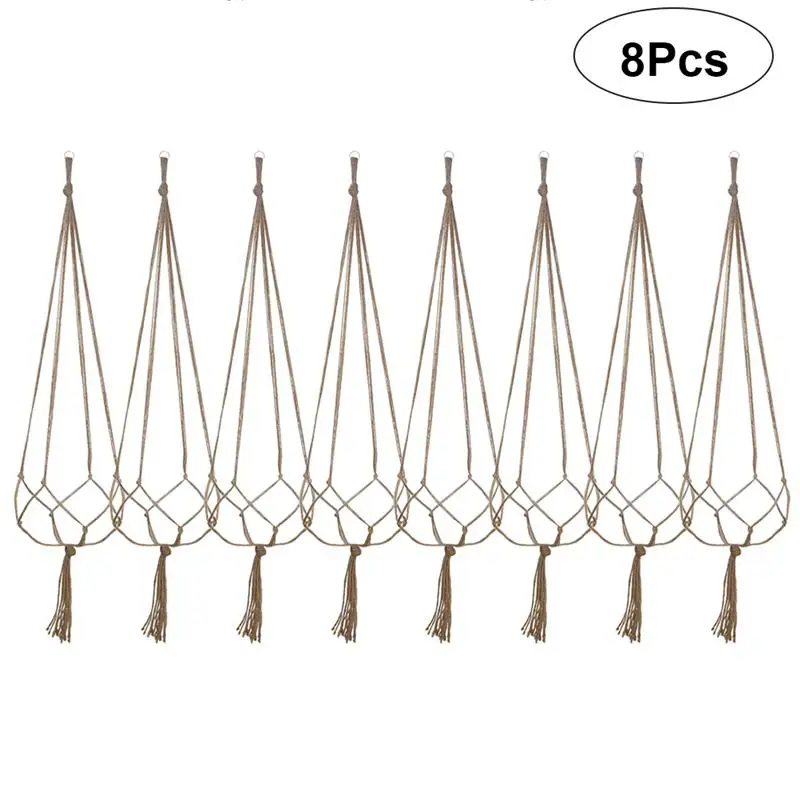 

8Pcs Plant Hanger Hemp Rope Hanging Planter Basket Macrame Flowerpot Plant Hanger Rack Wall Hanging Plant Flower Holder Supplies