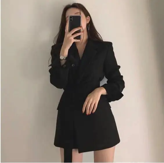 Women Blazers and Jackets White Korean Women's Blazer Long Suit Jacket Black Blazer Female Cape Long Sleeve Womens Suit