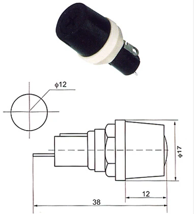 Round Cross Screw Type 520mm Glass Fuse Holder 2