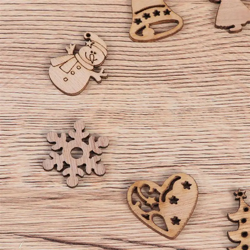 50pcs Cute Wooden Pieces Cutouts Craft Embellishments For Christmas Party Decoration Wood Ornament DIY Art Home Decoration A45