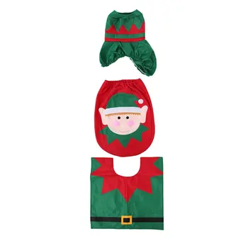 

3Pcs/Sets Flannel Toilet Seat Cover Rug Bathroom Set Decoration Rug Christmas Xmas Natal Navidad Elf,Deer,Santa Claus