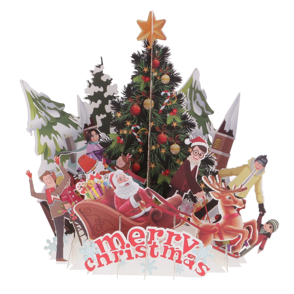  Christmas 3D Pop Up Greeting Card Wedding Birthday Christmas Tree Postcard Invitation Card - 4000398819702