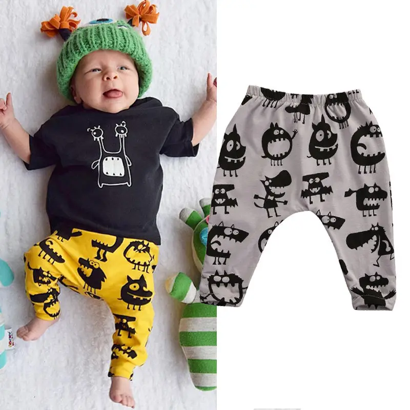 NewbornPantsUnisexBabyBoyGirlKidToddlerCartoonMonsterPrint