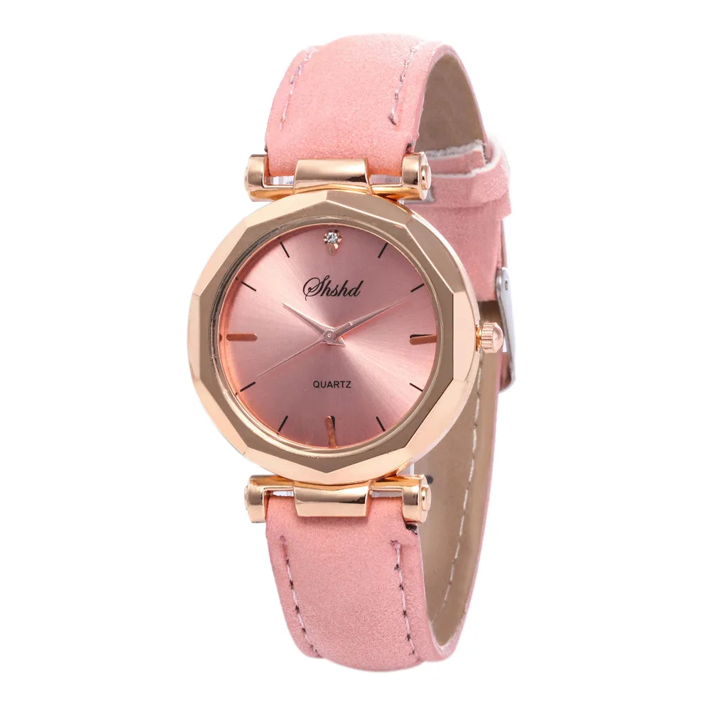 Модные женские кожаные повседневные часы Роскошные Аналоговые кварцевые наручные часы Роскошные повседневные часы женские наручные часы Relogio Feminin Fi - Цвет: Pink