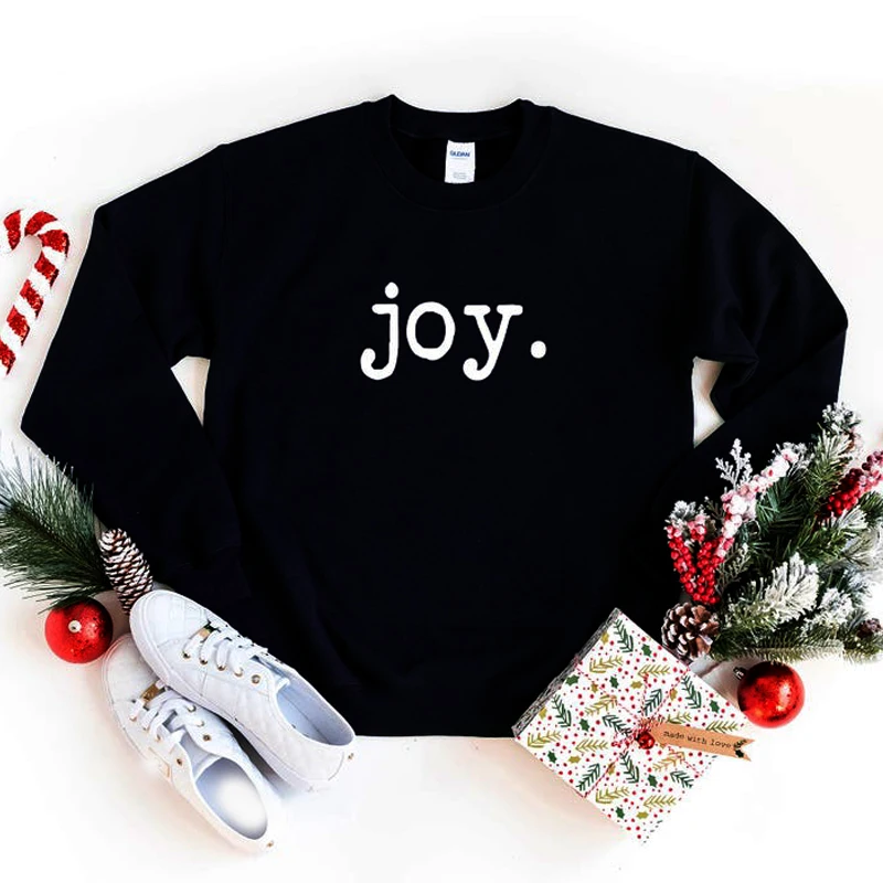 Joy/Рождественский свитшот с буквенным принтом; женские зимние толстовки; Повседневная Верхняя одежда; пуловер с длинным рукавом; женская одежда; Прямая поставка