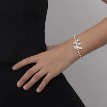 

autumn alloy product letter hand act the role of personality and contracted slightly diamond-encrusted bracelet
