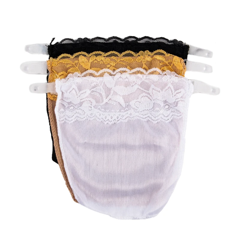 

3pcs Women Quick Easy Clip-on Lace Mock Camisole Bra Insert Wrapped Chest Overlay Modesty Panel