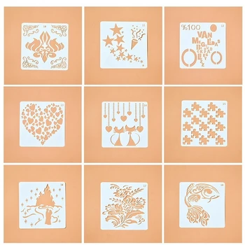 

9Pcs/Set 13cm Bicycle Heart Cat Fish DIY Layering Stencils Painting Scrapbook Coloring Embossing Album Decorative Card Template