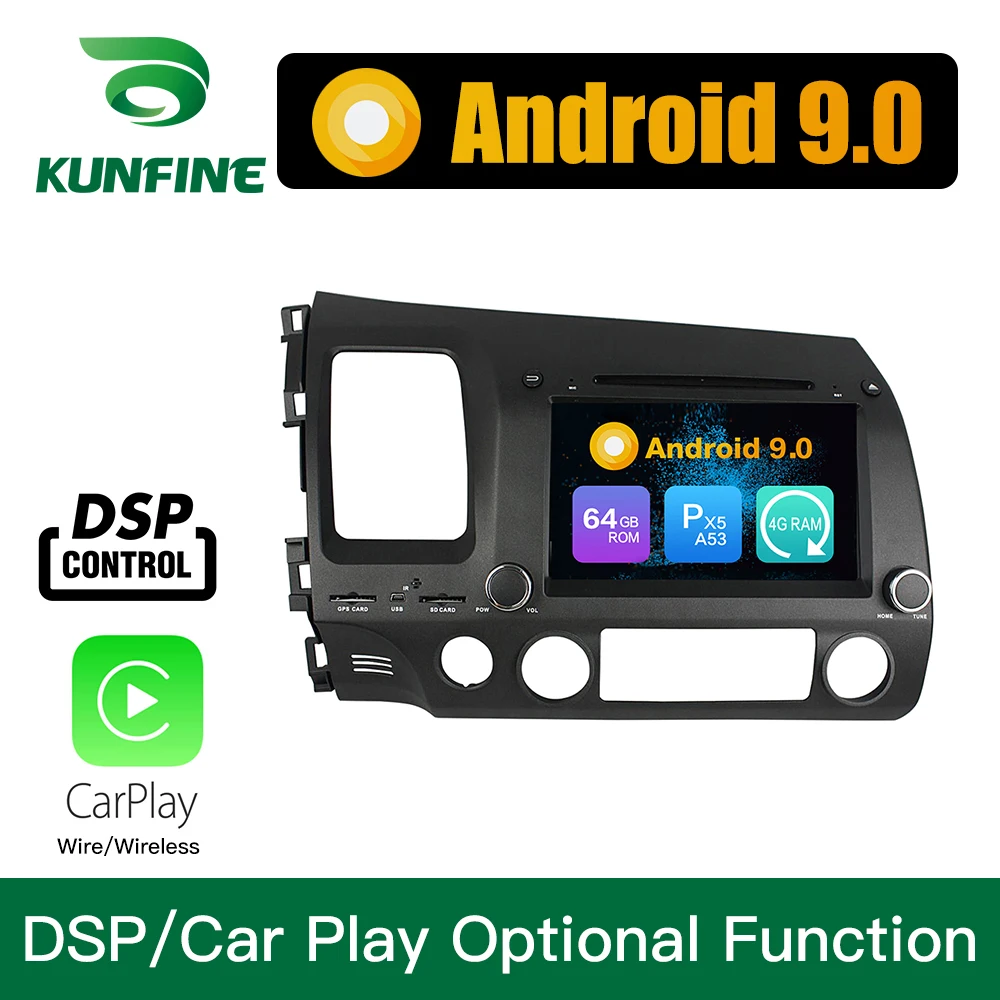 Android 9,0, четыре ядра, 4 Гб ОЗУ, 64 Гб ПЗУ, автомобильный DVD, gps, мультимедийный плеер, автомобильный стерео для HONDA CIVIC, 2006-2011, радио, головное устройство