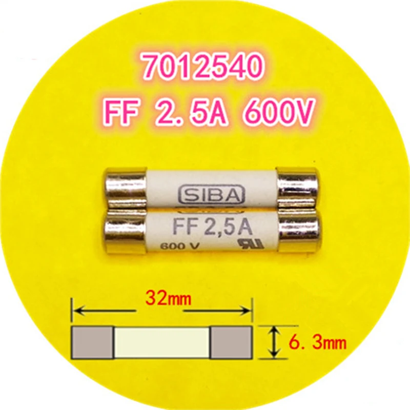 

10 шт./лот Новый керамический предохранитель 6,3x32 мм 7012540 FF 2.5A AC 600V