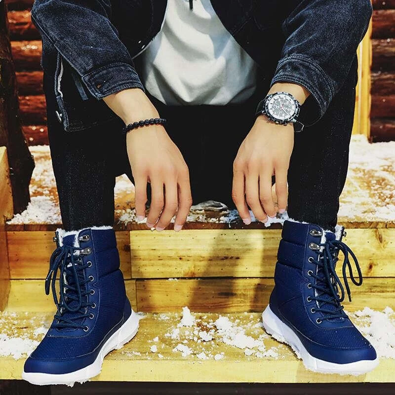 

Mens boots 2019 winter shoes for men waterproof snow boots with warm plush winter footwear casual sneakers for men Unisex