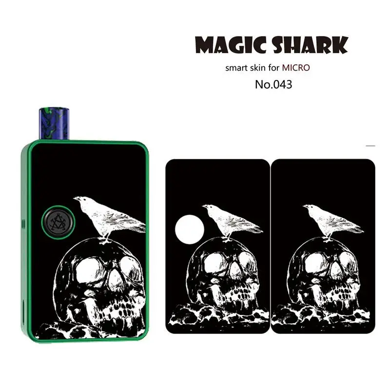 Магическая Акула 2.5D стерео череп мотоцикл злой Панк ПВХ Vape стикер Чехол кожного покрытия пленка для Asvape Micro Elf - Цвет: 043