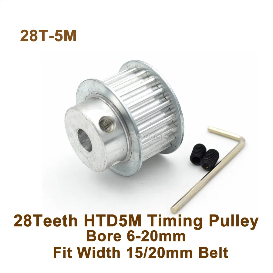 

POWGE 28 Teeth 5M Timing Pulley Bore 6-20mm Fit Width 15/20mm HTD 5M Timing Belt 28T 28Teeth HTD 5M Synchronous Pulley