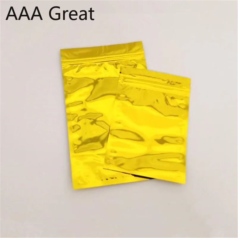 

100Pcs/Lot Thick Gold Bags Aluminum Foil Ziplock Bag Food Packaging Storage Pouches Mylar Candy Zip Lock Snacks Nuts Bags Gifts
