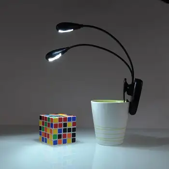 

Double LED Small Book Light 4 LED Adjustable Small Goose Leg Clip LED Light For Music Desk Book Reading And Piano Notebook Read