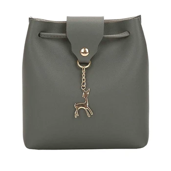 

Womens Leather Crossbody Bag Small Deer Pendant Shoulder Bags Purse Messenger Bag (Dark gray)