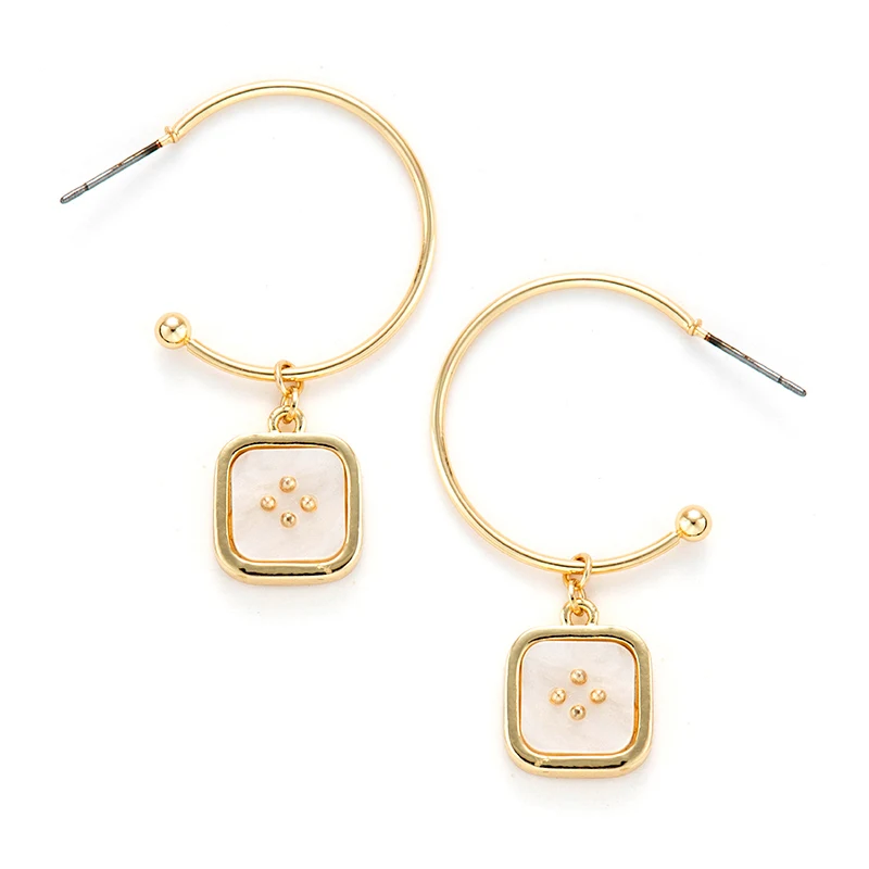 

Wild&Free Minimalism Round Charm Hoop Earrings Gold Open Circle Hoops Acrylic Crystal Geometric Metallic Charming Earrings
