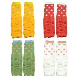 Длинные носки в горошек с цветочным принтом для маленьких девочек; колготки; теплые гетры; WATXW0023