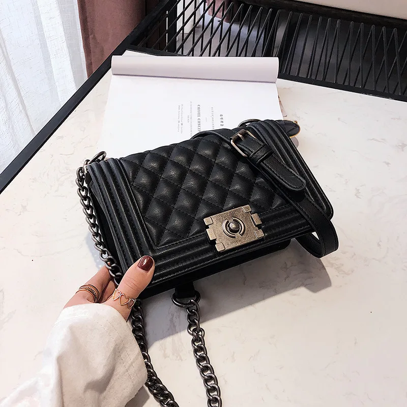 

Europe And America Classic WOMEN'S Bag Fashion Graceful Rhombus Shoulder Bag Women's Hot Selling Lock Oblique Textured Square Sl