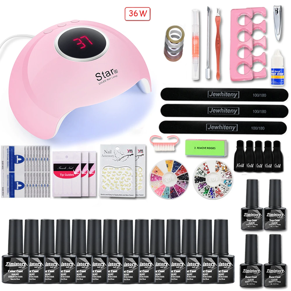 

Manicure Set with Nail Lamp Gel Nail Polish Varnish Set For Manicure Kit Acrylic Nail Art Tool Set Nail Files Top Coat Base Coat