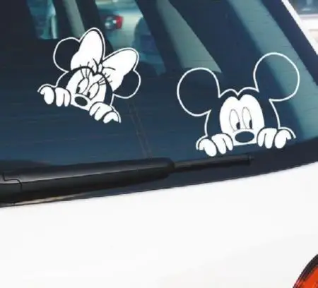 Забавный милый мультфильм Микки Минни Маус аксессуары Автомобильная наклейка на зеркало заднего вида и наклейка автомобиль-Стайлинг для Volkswagen Polo, ford - Название цвета: Оранжевый