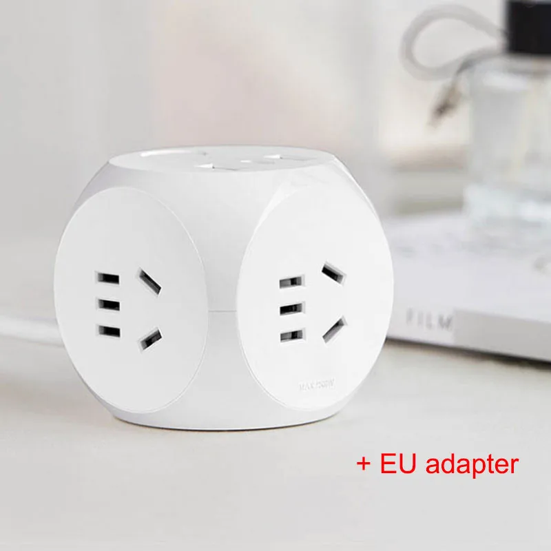 add EU adapter Xiaomi Aigo Cube розетка с адаптером питания 1,5 м кабель USB 5 В 2.4A/type-C 5 в 3A Быстрая зарядка 3 национальных стандартных порта - Цвет: add EU adapter