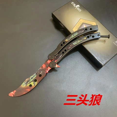 F Складной нож-бабочка CS GO Karambit, складной нож, тренировочный нож, подарок, Balisong, практичный нож, не заточенный металл - Цвет: F