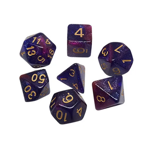 20 - purple blue 7 шт./компл. многогранные DnD смешанные Цвет кости для ролевой игры «Подземелья и Драконы настольные игры D4, D6, D8, D10, D%, D12, D20 - Цвет: 20 - purple blue