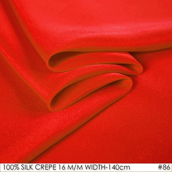 

100% SILK CREPE DE CHINE 140cm width 16momme Natural Silk Dress Fabric crepe de chine silk Wedding Fabric Bright Orange NO 86
