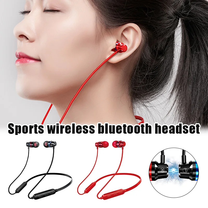Bluetooth Headphones Neckband Sport Headset Wireless Magnetic Design Noise Reduction Compatible for Huawei Apple DQ Drop