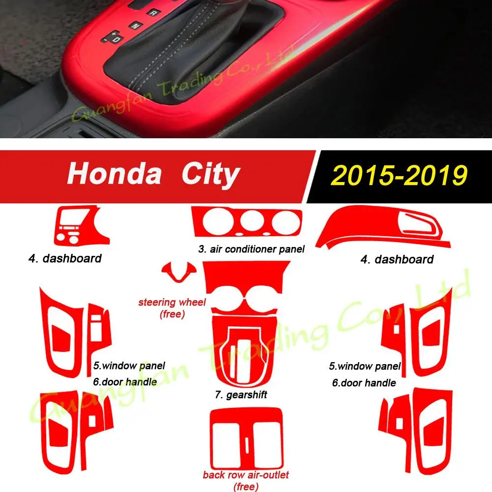 

Car-style 3D/5D Carbon Fiber Car Interior Cover Console Color Sticker Decals Products Parts Accessories For Honda City 2015-2019