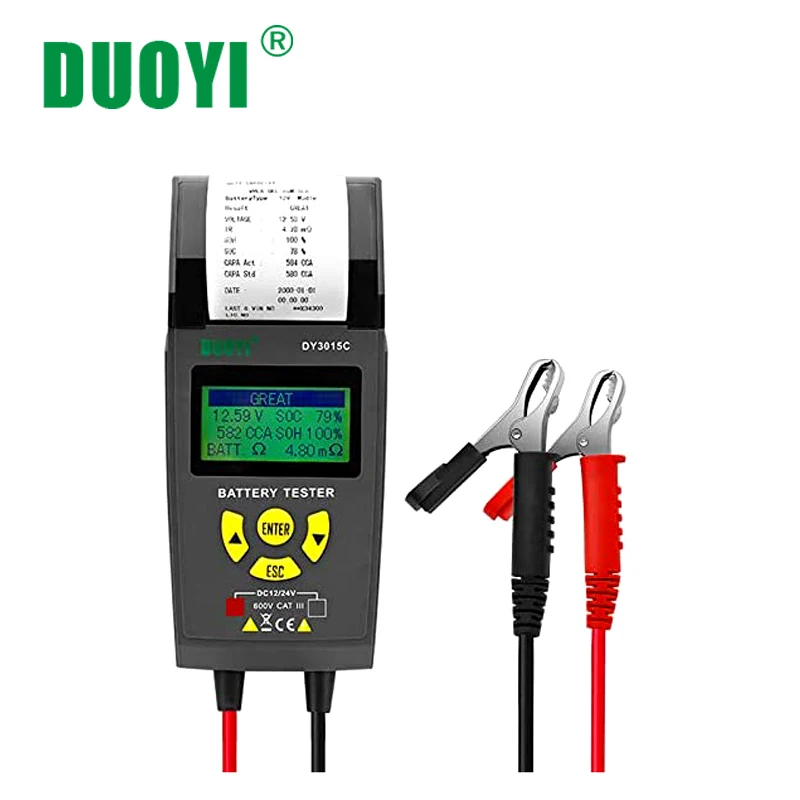 

DUOYI 12V/24V Car Battery Tester Automotive Battery Analyzer Auto Vehicle Repair Test Detect Diag Tool with Thermal Printer