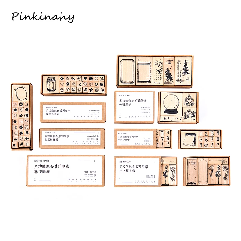 

1set Vintage Multi-function Plants Flower stamp DIY wooden rubber stamps for scrapbooking stationery scrapbooking standard stamp