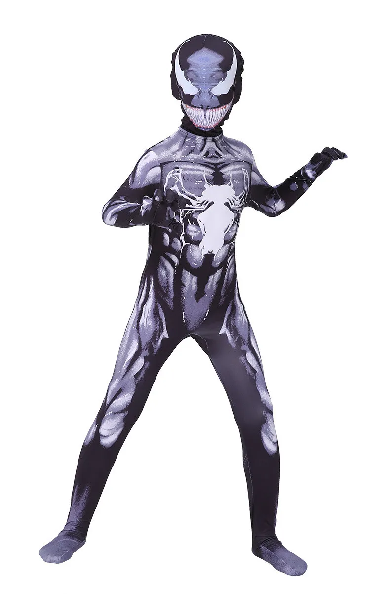 Фильм Venom "Eddie" Brock Symbiote Косплей Костюм AOT детский черный комбинезон боди Хэллоуин обтягивающий костюм