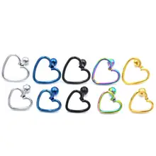 1 шт. одной гипоаллергенный Нержавеющая сталь сердце Форма пирсинг серьги-гвоздики, ювелирные изделия слуховая косточка лак для ногтей для Для женщин для девочек ; Новинка