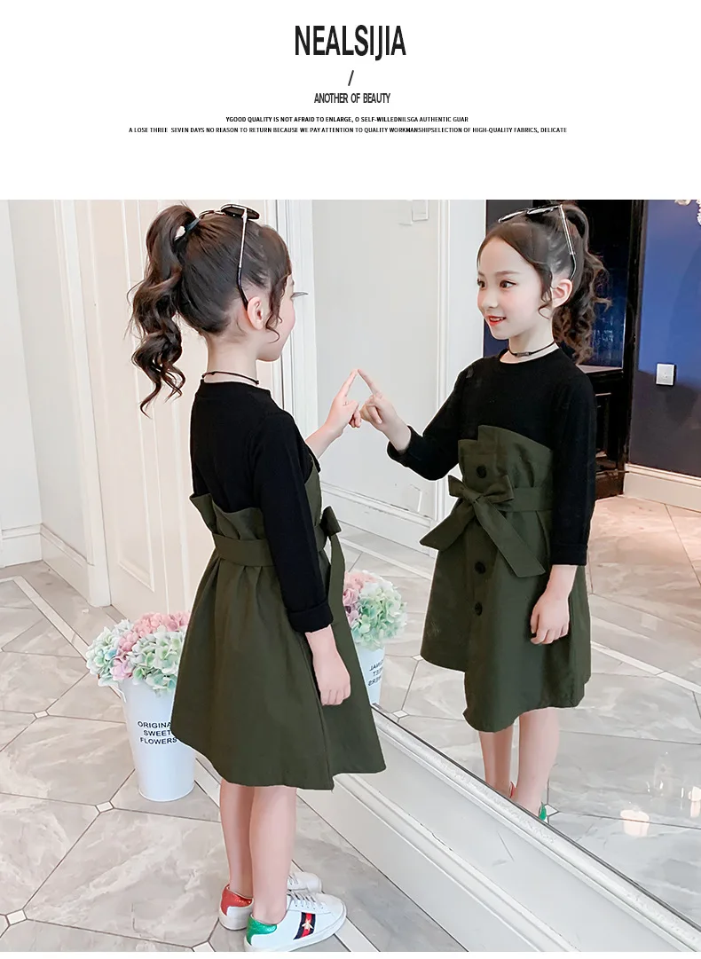 Детское платье для девочек; весенне-осенняя одежда; Детские платья принцессы с длинными рукавами; платье из двух предметов для маленьких девочек; Новинка года
