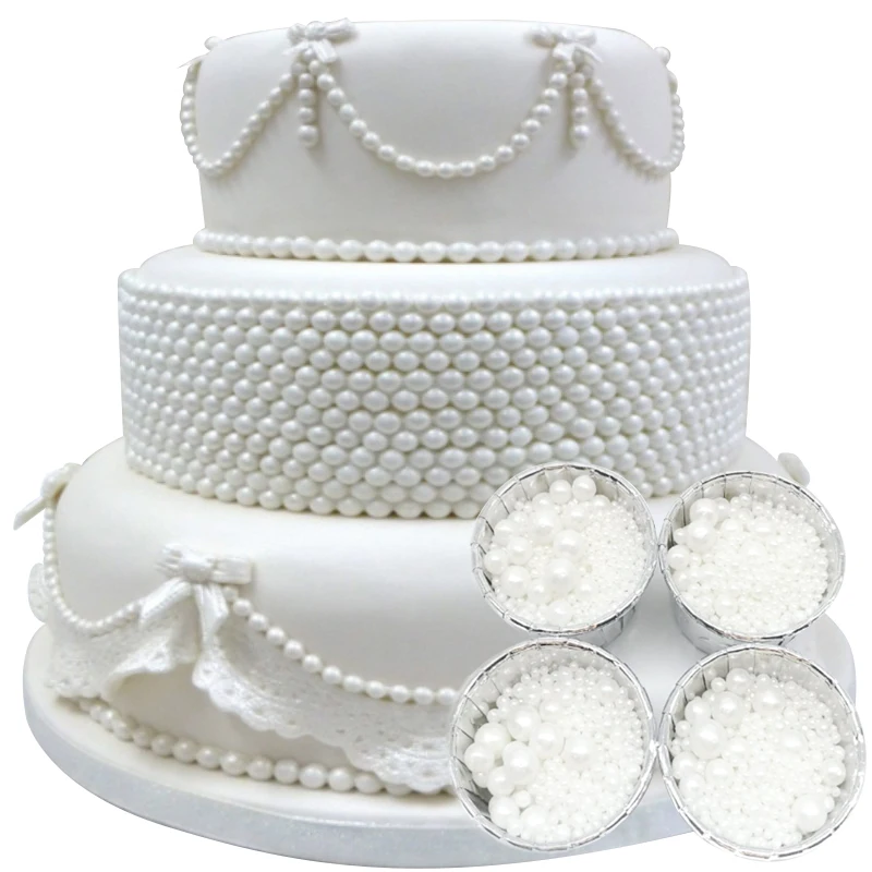 Edible White Beads Pearl Sugar Ball Fondant DIY Cake Baking Sprinkles Sugar  Candy Ball Wedding Cake