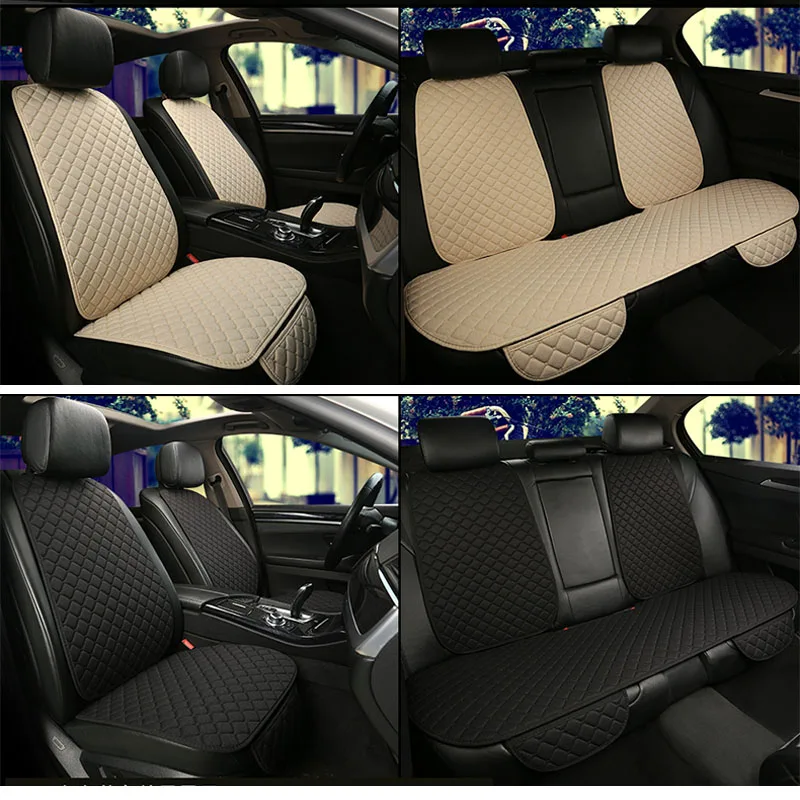  Large Size Flax Car Seat Cover Protector Linen Front or Rear Seat Back Cushion Pad Mat Backrest for