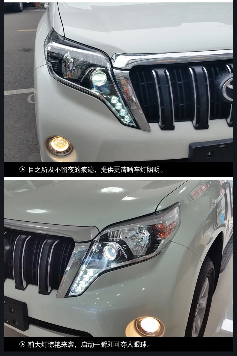 Автомобильный Стайлинг, фара для Toyota Prado, фара,,, фара, светодиодный, DRL, двойной объектив, биксенон, дальний, ближний свет, поворот