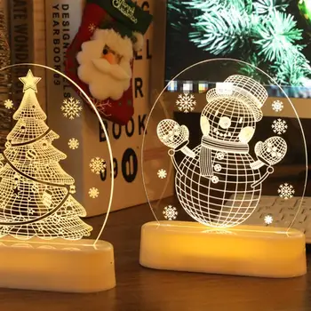 

Xmas 3D Night Lamp Xmas Party Decor Snowman Layout Star Lamp 3D Night Lamp Decor Decorative Night Light for Xmas Bar Home Party