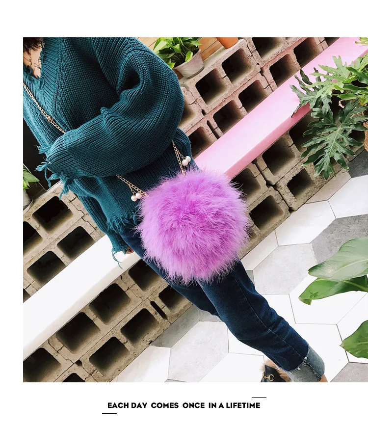 Luxury Designer Fur Purse Women Ostrich Feathers Evening Party Bag Famous Brand Handbag Fall Winter Party Day Cluthes Drop Ship